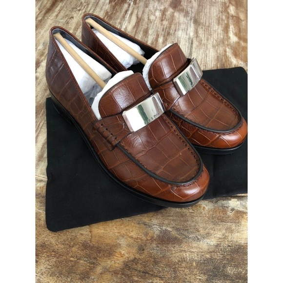 Rag & Bone Canter Loafer Flats Shoes Croc Embossed Leather Brown NWB Size 6.5 - Picture 6 of 12